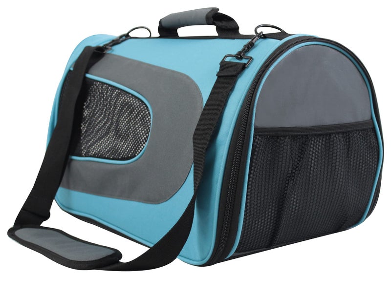 EliteField Deluxe Soft Pet Carrier (3 Year Warranty, Airline Approved), Multiple Sizes and Colors Available (20" L x 11" W x 11" H, Sky Blue+Gray) - Image 2